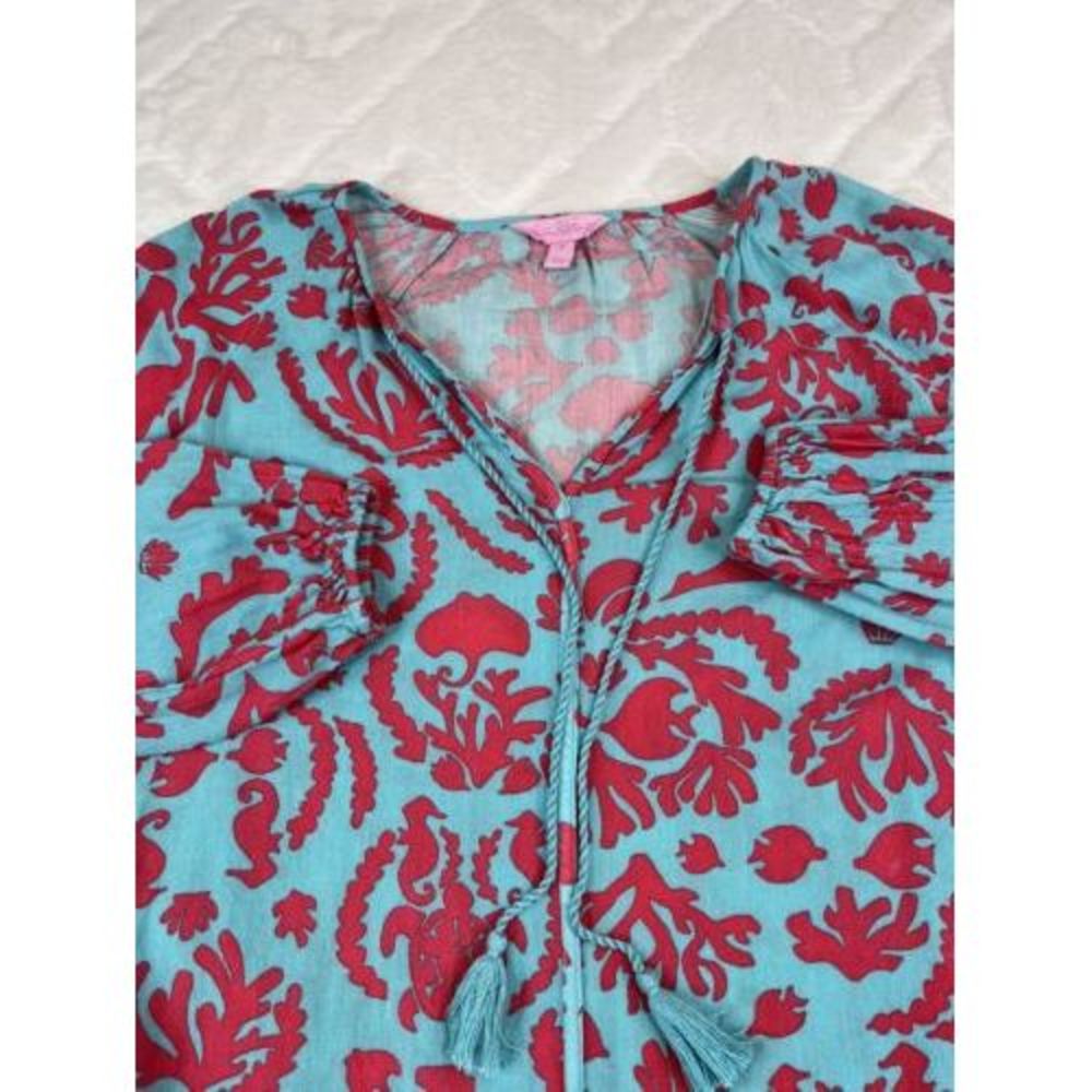 Lilly Pulitzer Women's (XS) Etta V-Neck Tunic w/ Tassels Long Sleeve Blouse